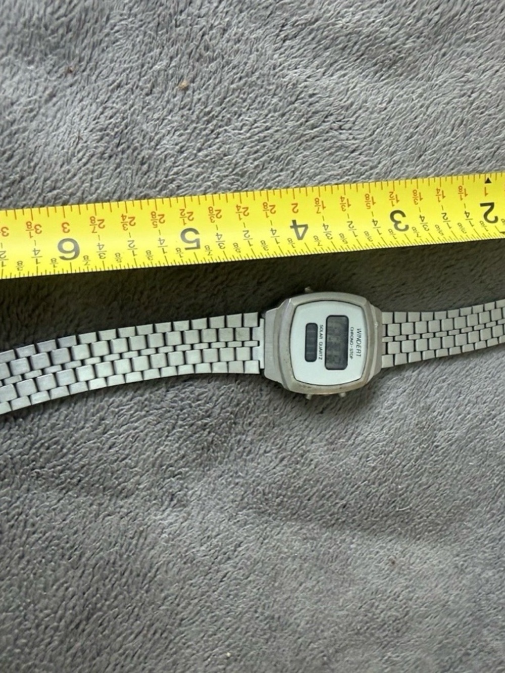 Vintage 80s Windert Chrono-Stop Solar Quartz Digital Watch Silver